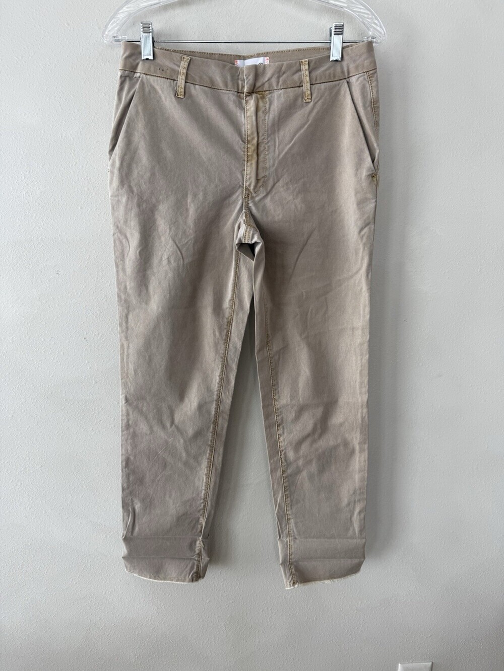 Sundry Women's Khaki Chino Pants 26 Casual Solid Beige Zip Closure Tan Skinny